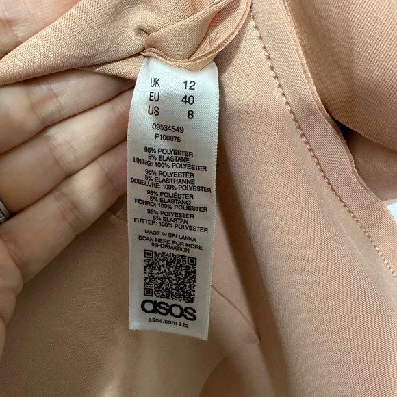 ASOS Maternity Fallen Shoulder Pleated Puff Sleeve Pencil Midi Dress Rose Sz 8 - Picture 12 of 13